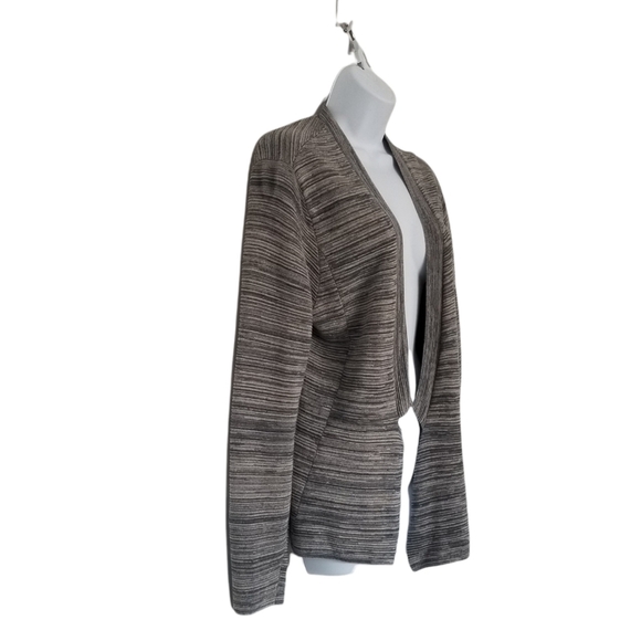 Eileen Fisher Organic Cotton Blend Notch Collar Knit Open Front Cardigan Sweater - Picture 4 of 8